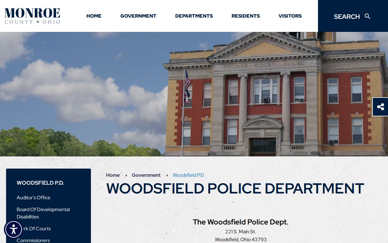 Woodsfield Police Department source for Monroe County arrest-record context